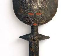 Abstract African Carved Wood with Applied Metal Fertiliy Doll Art
