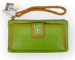 GIANI BERNINI Grasshopper Green/Tan Wallet/Wristlet. NWT
