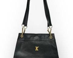 Italian BY PALOMA PICASSO Black Leather Shoulder Bag with Gold Tone Hardware. Made in Italy.
