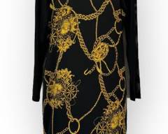 ISSAC MIZRAHI NEW YORK Black & Gold, Mesh Top Mini Dress, Sz 10
