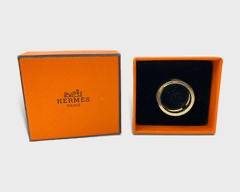 Herms H Eclipse Lubin Bijouterie Fantaisie Logo Scarves Ring Gold Hardware
