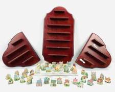Lenox Princeton Gallery English Cottage Thimble Collection W Wooden Wall Shelves
