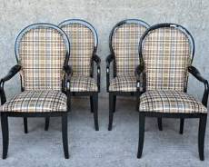 4 Century Chair Company Plaid Upholstered Arm Chairs
