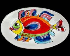Large 17.5 Wide Italian Ceramic Fish Platter
