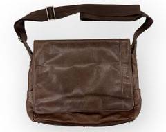 TUMI Soft Brown Leather Messenger Bag with Mustard Interior.
