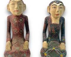 Vintage Hand Carved Javanese Loro Blonyo Wedding Couple Figurines
