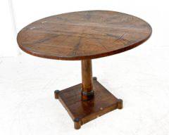 Fine Antique 1820 Regency Burl Walnut Round Pedestal Tilt Top Center Table
