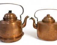 2 Antique Skultuna Swedish 1.5L Copper Teapots
