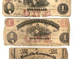 Antique Civil War Era North Carolina 1861 & 1863 $2 Banknotes
