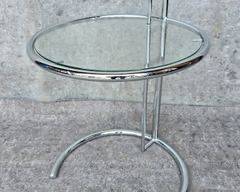 Eileen Grey MCM Mid Century Modern Adjustable Side Table Glass & Chrome
