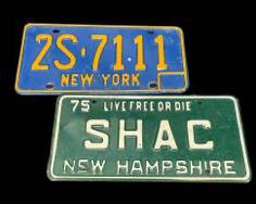 Two Vintage New York and 1975 New Hampshire Enamel License Plate
