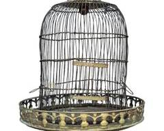 Antique Fancy Incised Brass Bird Cage
