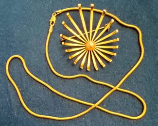 14K Snake Necklace & 14K Pin with Pearl