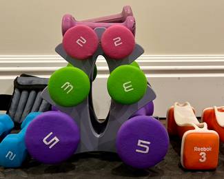 Assorted Hand Weights & Stand