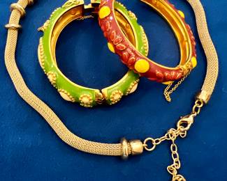 Enamel Bracelets & Ann Klein Mesh Necklace