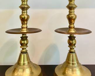 (2) Oversized Brass Candlesticks