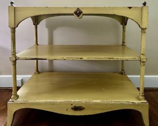 Yellow Chinoiserie Three Tier Shelf