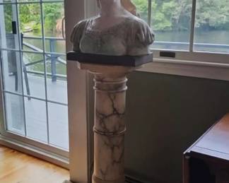 Emilio Fiaschi Marble/Alabaster Bust (P. Emilio Fiaschi (1858 – 1941), also called Emiliano Fiaschi, was an Italian sculptor)