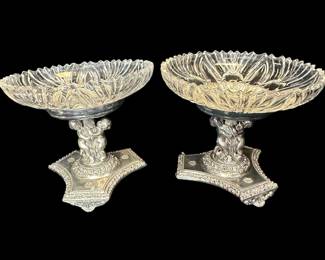 Cut Glass with Silver Plate Bottoms