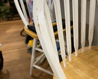 Two counter height swiveling barstools