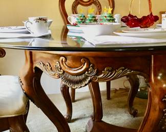 Glass Top Dining Table with 4 Chairs.  Sundays Price $150.00.  
