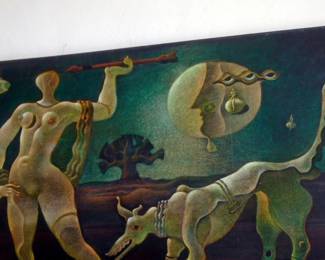 Diana the Goddess of the Hunt. A large painting.