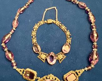 Sterling Silver & Purple Stone Necklace & Bracelet from Germany