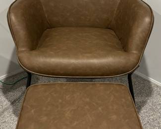 Faux Leather Armchair & Ottoman