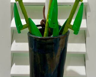 Lego Flowers in Art Pottery Vase