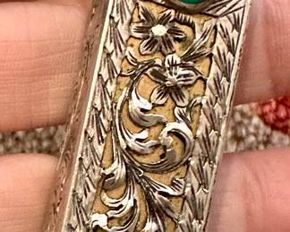 Sterling Silver & Jade Lipstick Case