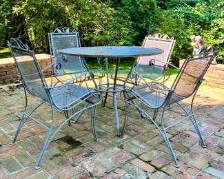 Wrought Iron Patio Table & 4 Armchairs