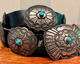 Sterling & Turquoise Belt, Signed