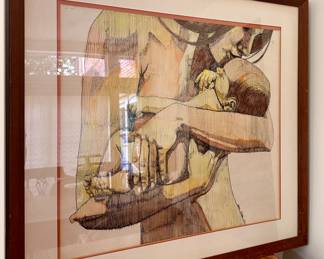 "Mother & Child" Watercolor, Signed Karen Moran '72