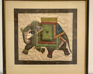 Hand Painted Elephant on Silk