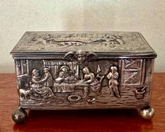 Sterling Silver Trinket Box, 19th c. German Silver