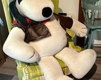 1968 Vintage Oversized Snoopy Stuffed Animal with Fighter Pilot Outfit