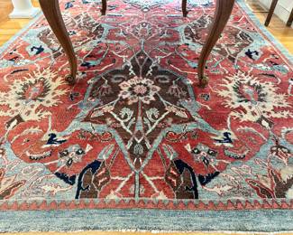 Wool Rug (teal, maroon, brown)