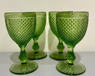 (4) Diamond Point Wine Glasses