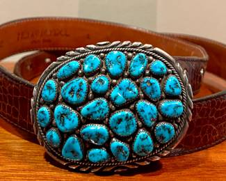 Vintage Sterling & Turquoise Belt