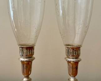 Empire Sterling & Etched Glass Hurricanes