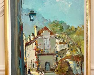 "Street Scene" Oil on Canvas, Signed Silva Lino