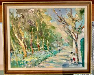 "Garden" Oil on Board, Signed Silva Lino