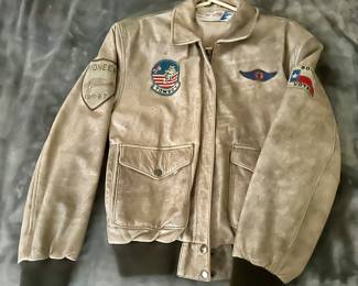 Vtg The Flight Club Aviator Jacket Leather Pioneer 1910-87 Patch