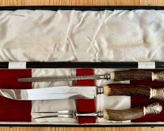 Stag & Sterling Handled Carving Set