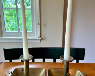 Pair of Antique Brass Push-Up Candlesticks