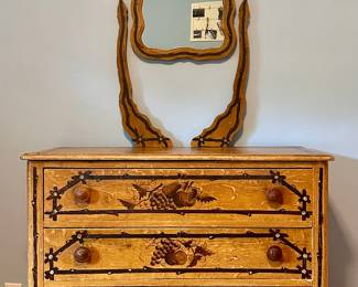 Painted Pine Dresser with Mirror