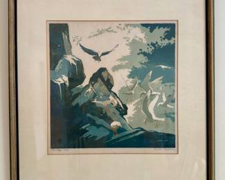 "High Tide" Lithograph Signed Eva A. Watson 4/50