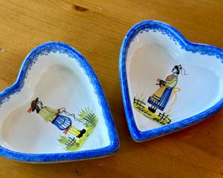Quimper Heart Trinket Dishes