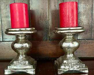 Mercury Glass Pedestal Candlesticks