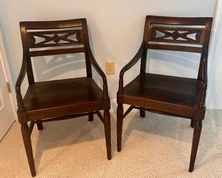 (4) Chairs with Carved Back